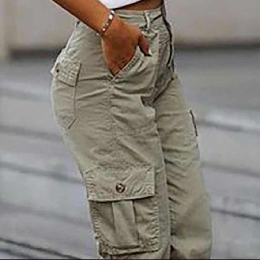 Buffalo cargo cropped pants, olive green/tan 2/$40